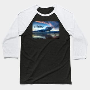 Sunset Surfer On Hayle Beach Cornwall Baseball T-Shirt